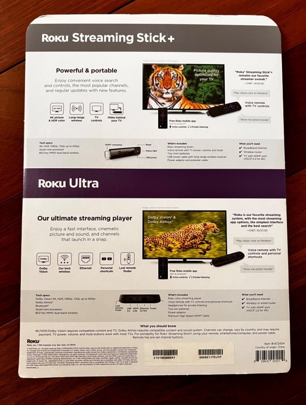 NEW Roku Streaming Stick + (3810R) and Roku Ultra (4800R) 2-Product Bundle