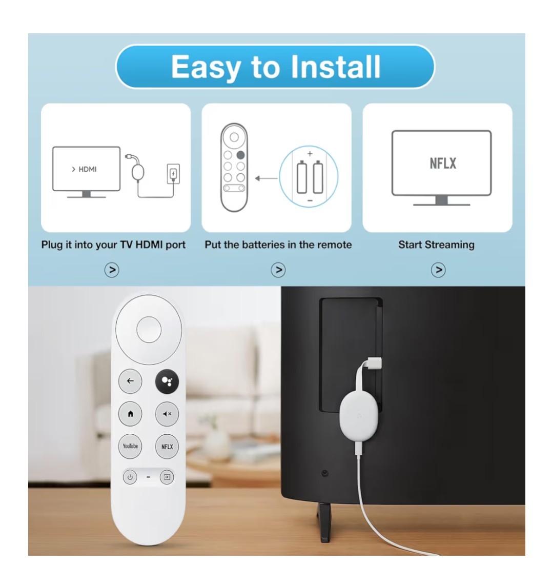Chromecast Replacement Remote for Google TV 4K/HD – Only for Snow Chromecast