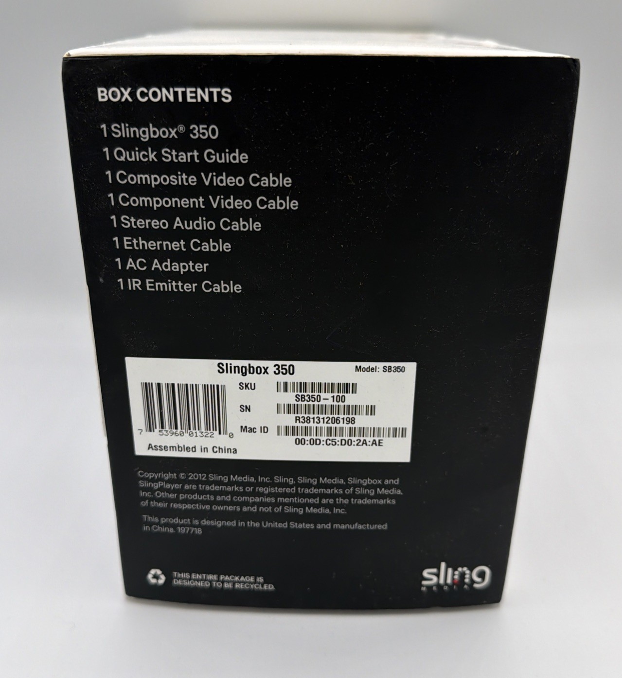 SlingBox 350 – SB350 – Black 1920×1080 Digital HD Media Streamer *NEW SEALED*