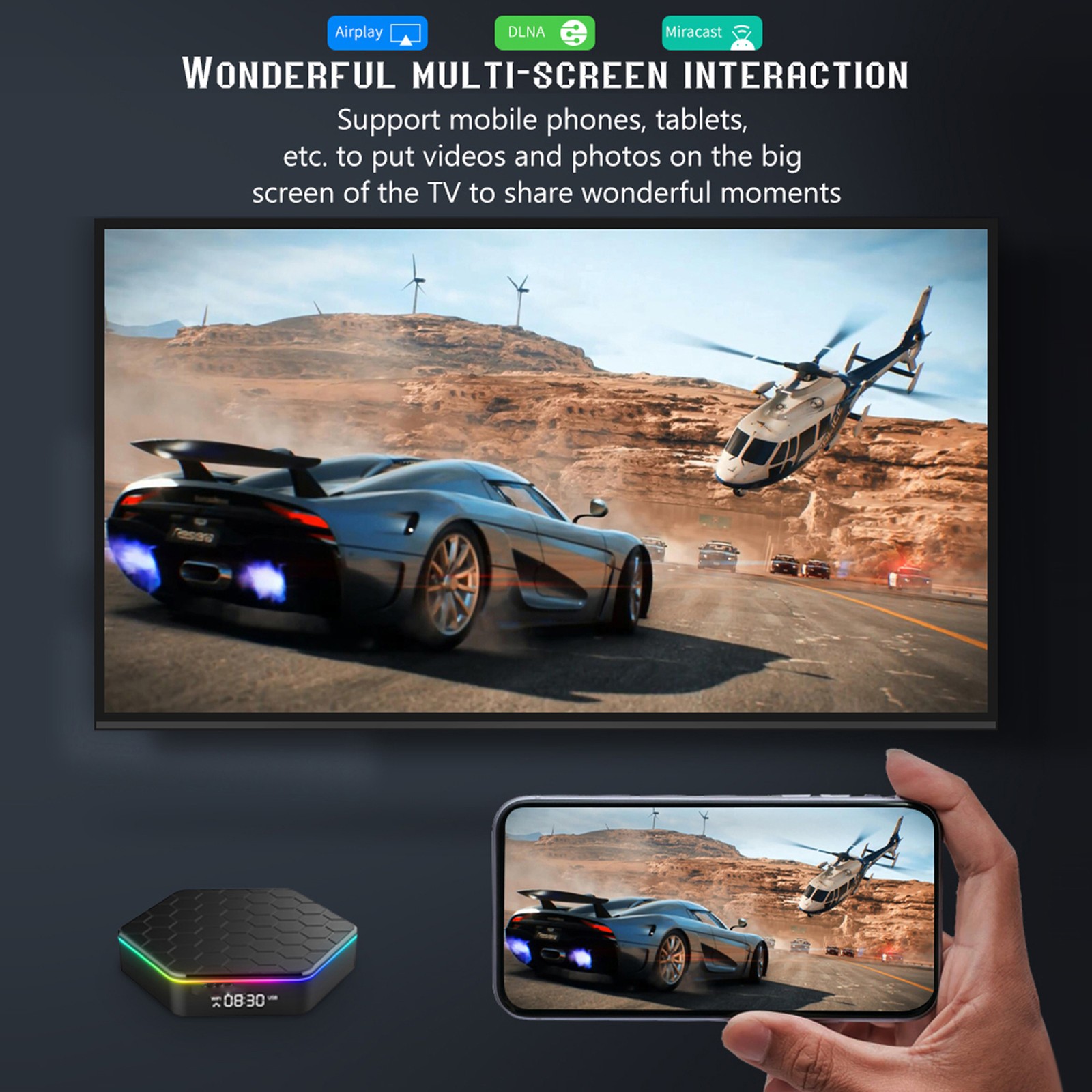 Smart Home Media Player 2.4G 5G Dual Band WiFi6 BT 5.0 4K Media Player TV B OPBX
