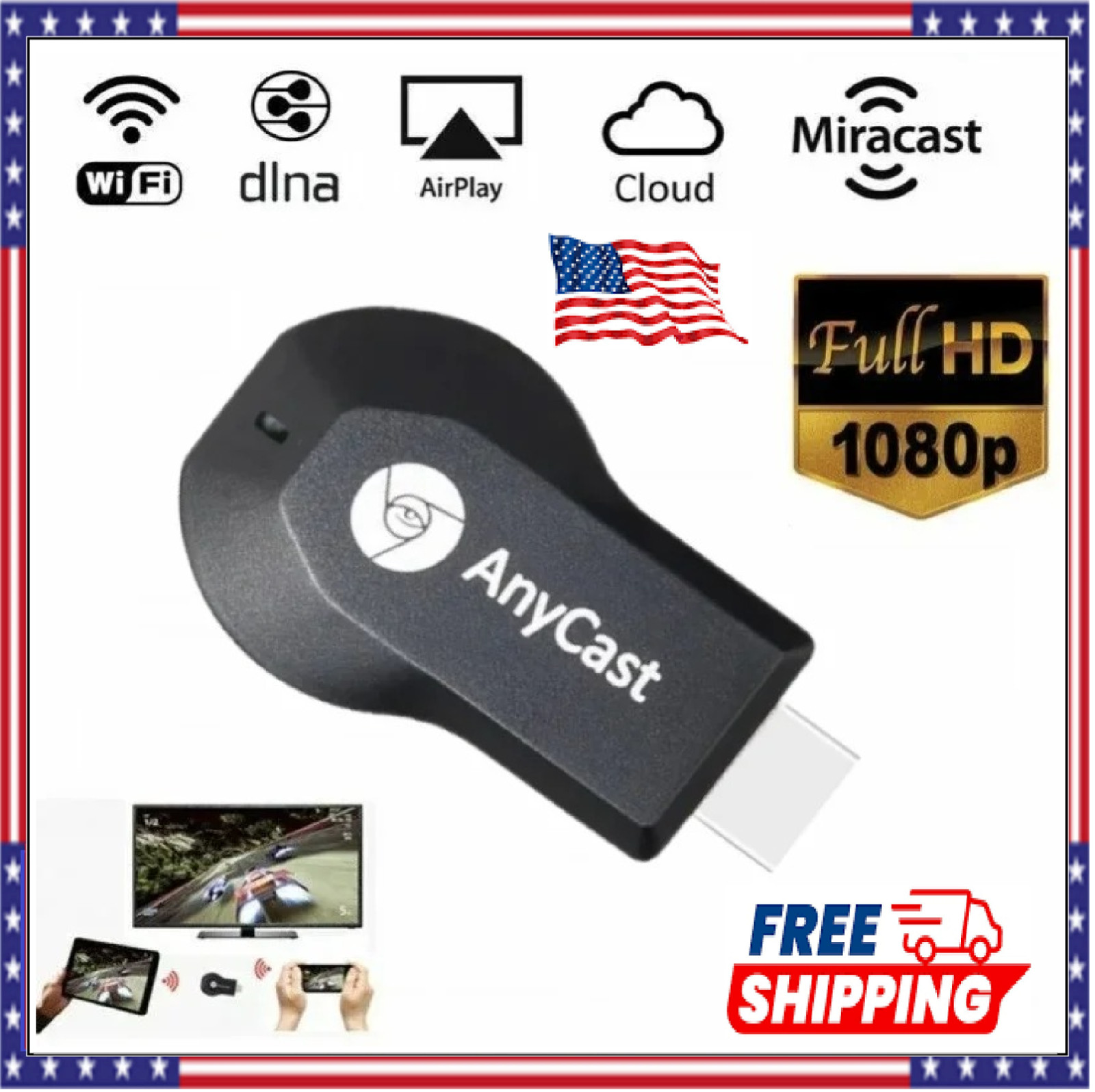1080P Wireless HDMI Display Dongle WiFi Receiver AirPlay Miracast DLNA TV Stick