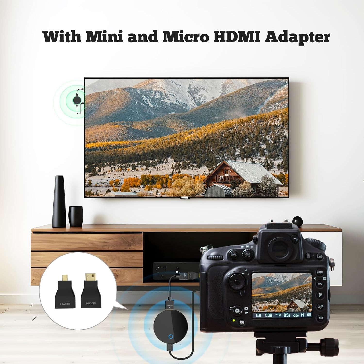 Wireless HDMI Transmitter and Receiver, Portable Mini 30M/100FT Wireless HDMI