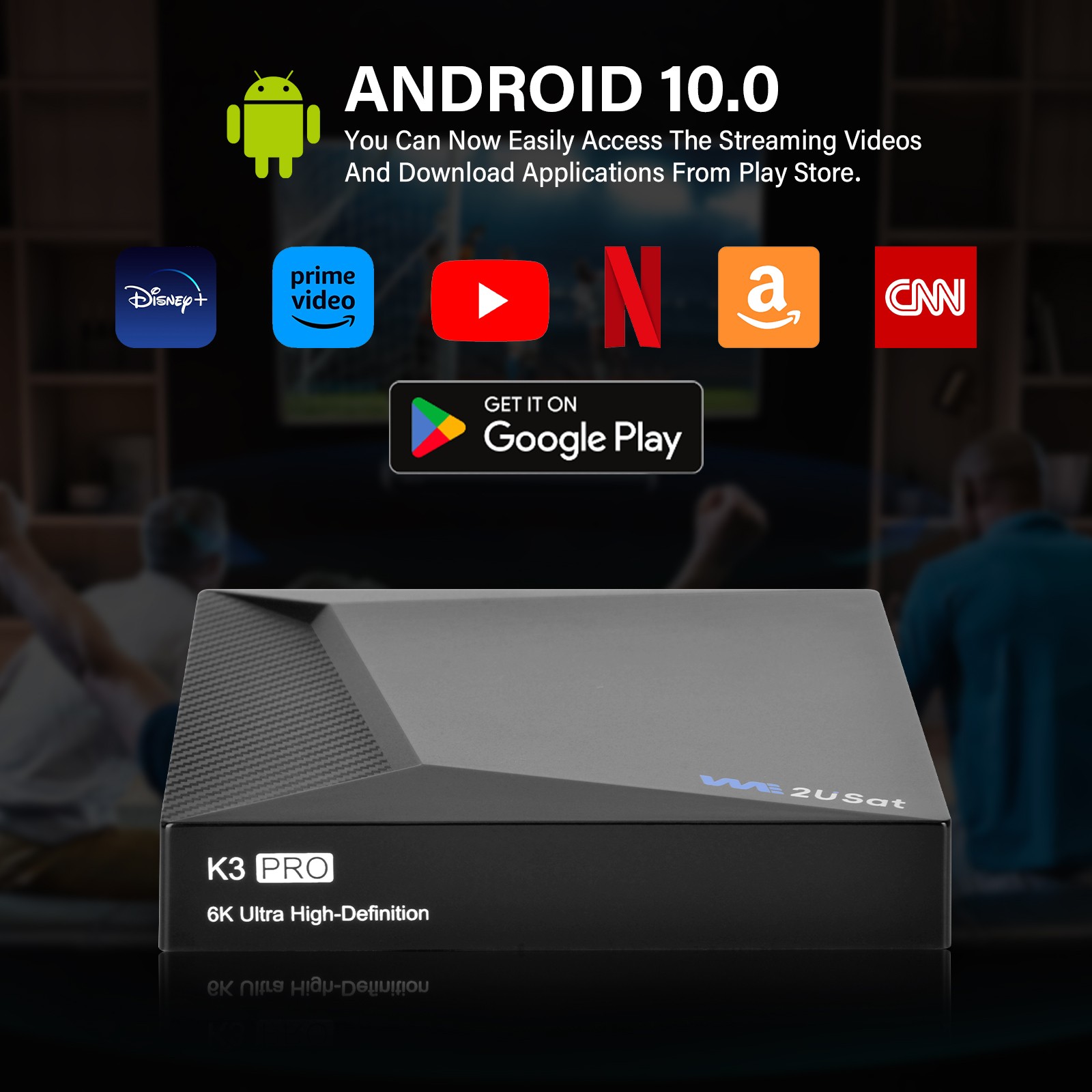 We2USat K3 PRO Android 10.0 TV Box, 6K Ultra HD Streaming Device Bluetooth 5.0