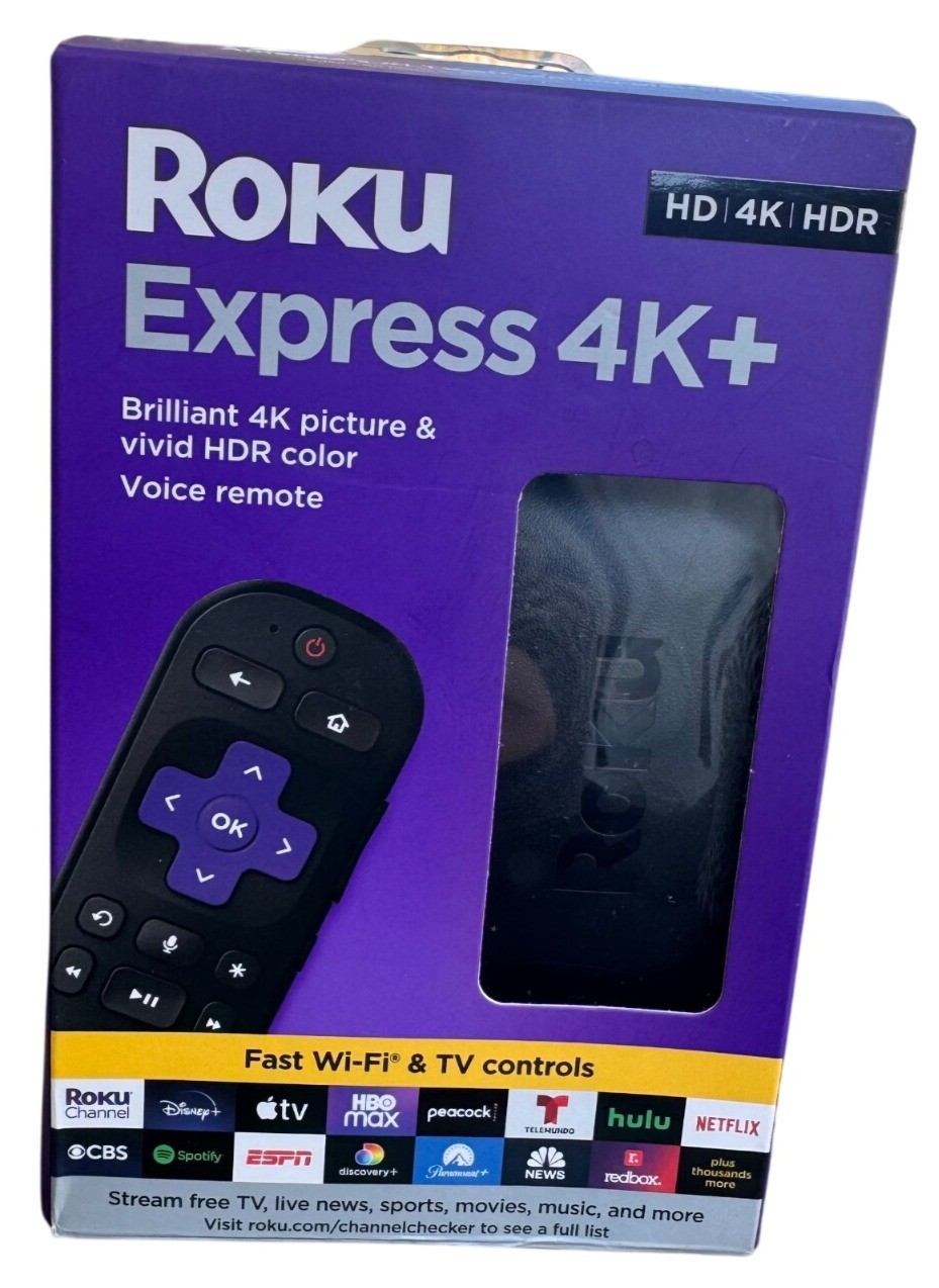 Roku Express 4K+ Streaming Media Player 4K HDR with Voice Remote 3941R NEW