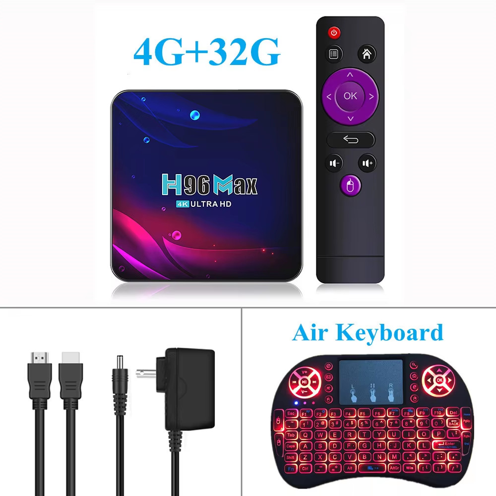 H96 MAX Rockchip RK3318 Smart TV Box Android 11 4G 64GB Support AV1 Wifi BT TVBO