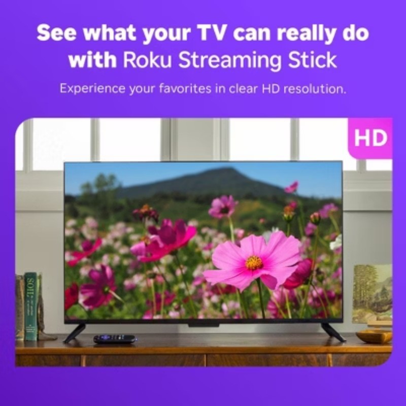 Roku Streaming Stick 2025 HD: Voice Remote, Wi-Fi, HDMI, 1080p, Apple Airplay