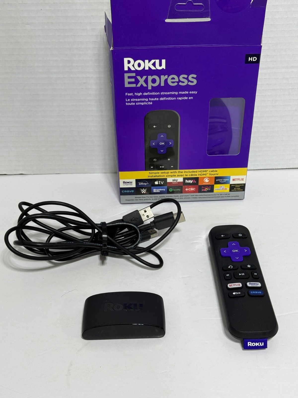 Roku Express HD Streaming Media Player 3930R w/ Remote & HDMI – Black Like New
