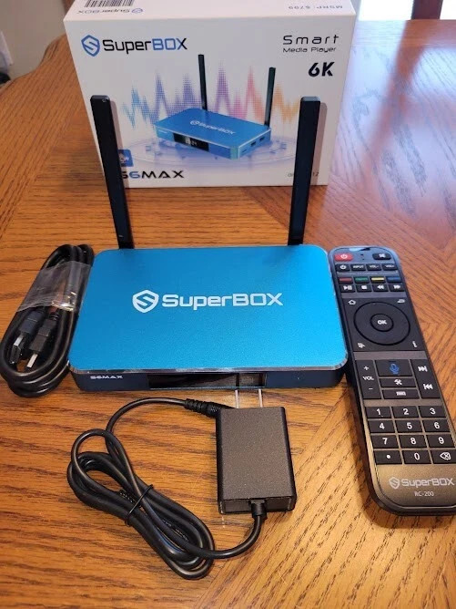 SuperBox S6 Max BLUE TV Streaming Box U-HD all featured content No annual fee