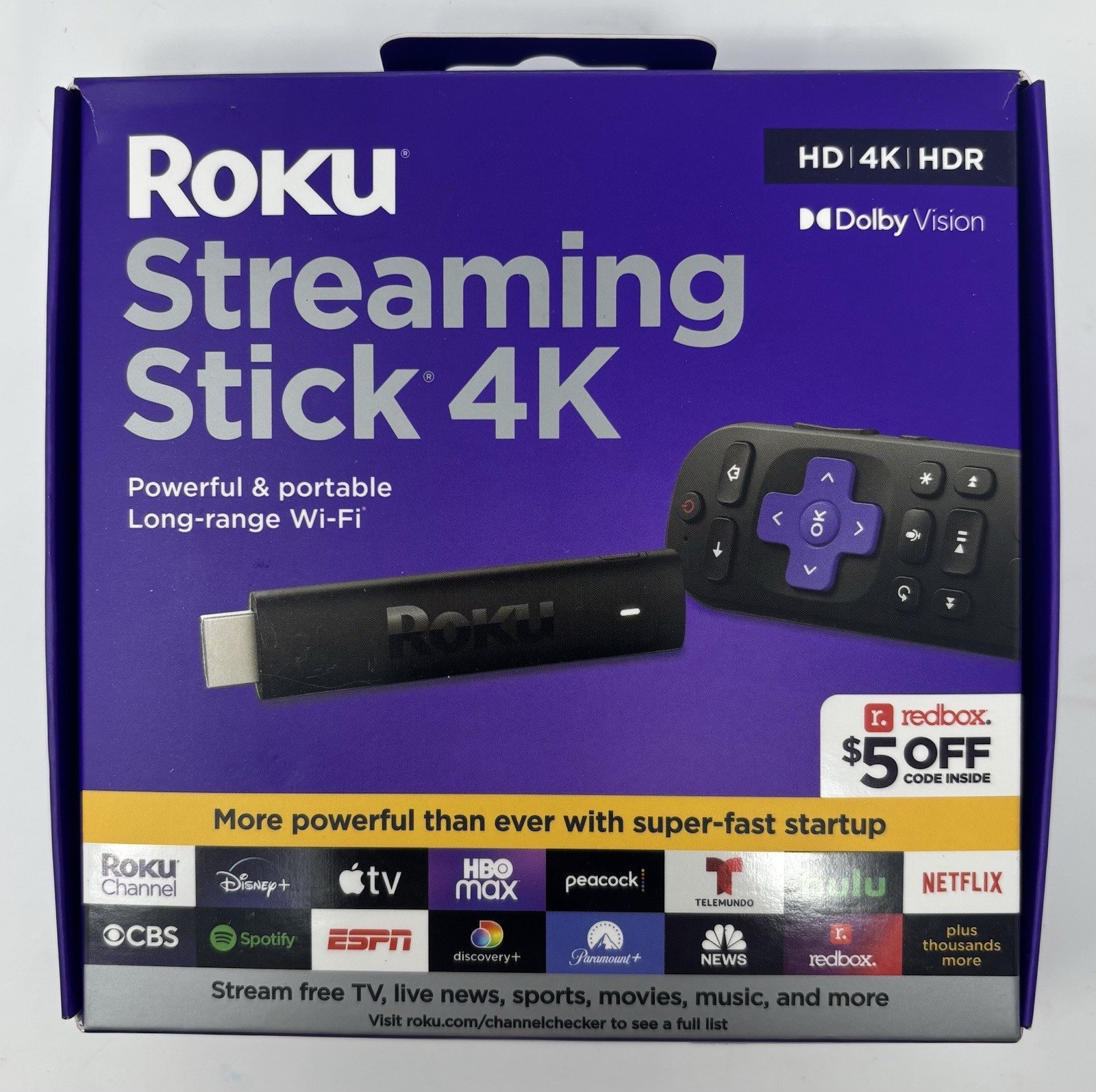 Roku Streaming Stick 4K Device 4K HDR Dolby Vision Voice Remote – 3820RW (P)