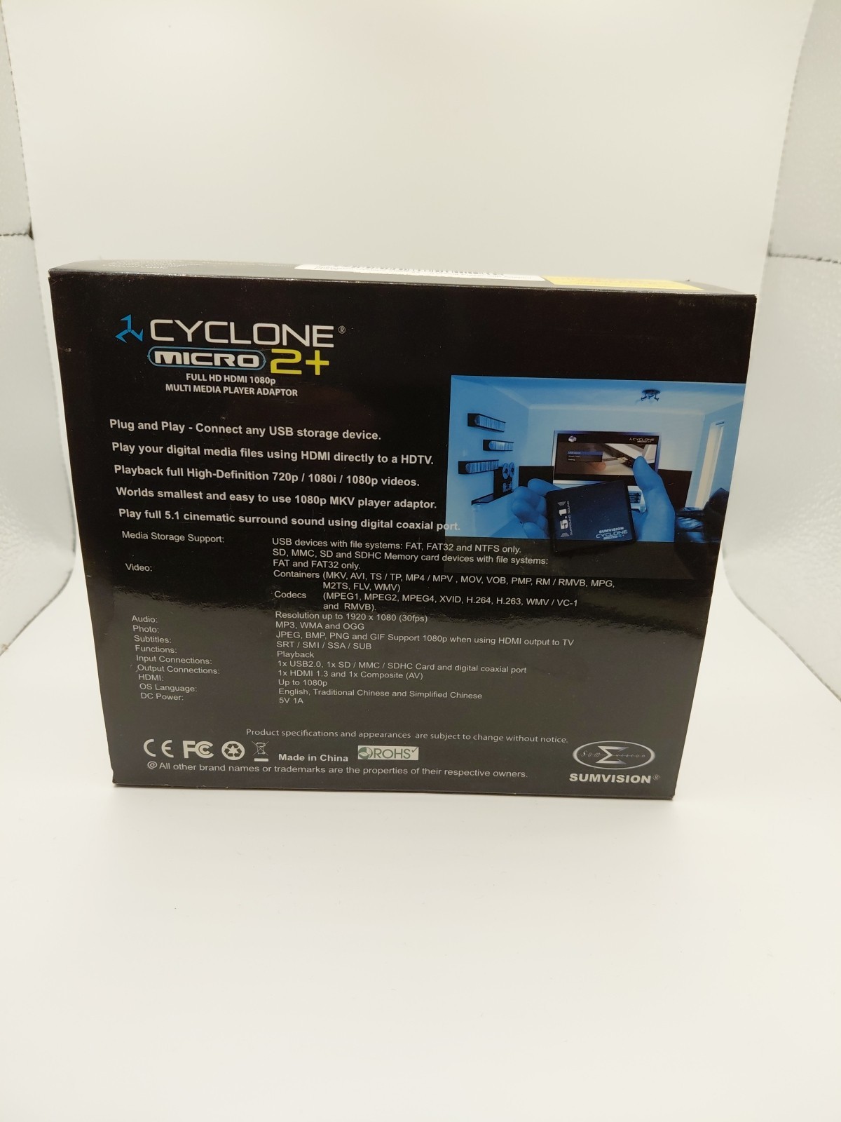 Sumvision Cyclone Micro 2+ Full HD 1080P MKV HDMI H.264 TV Media Player 5.1