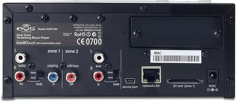 EOS Intellitouch EOSP-500 Dual Zone Streaming Music Media Player NEW IN BOX
