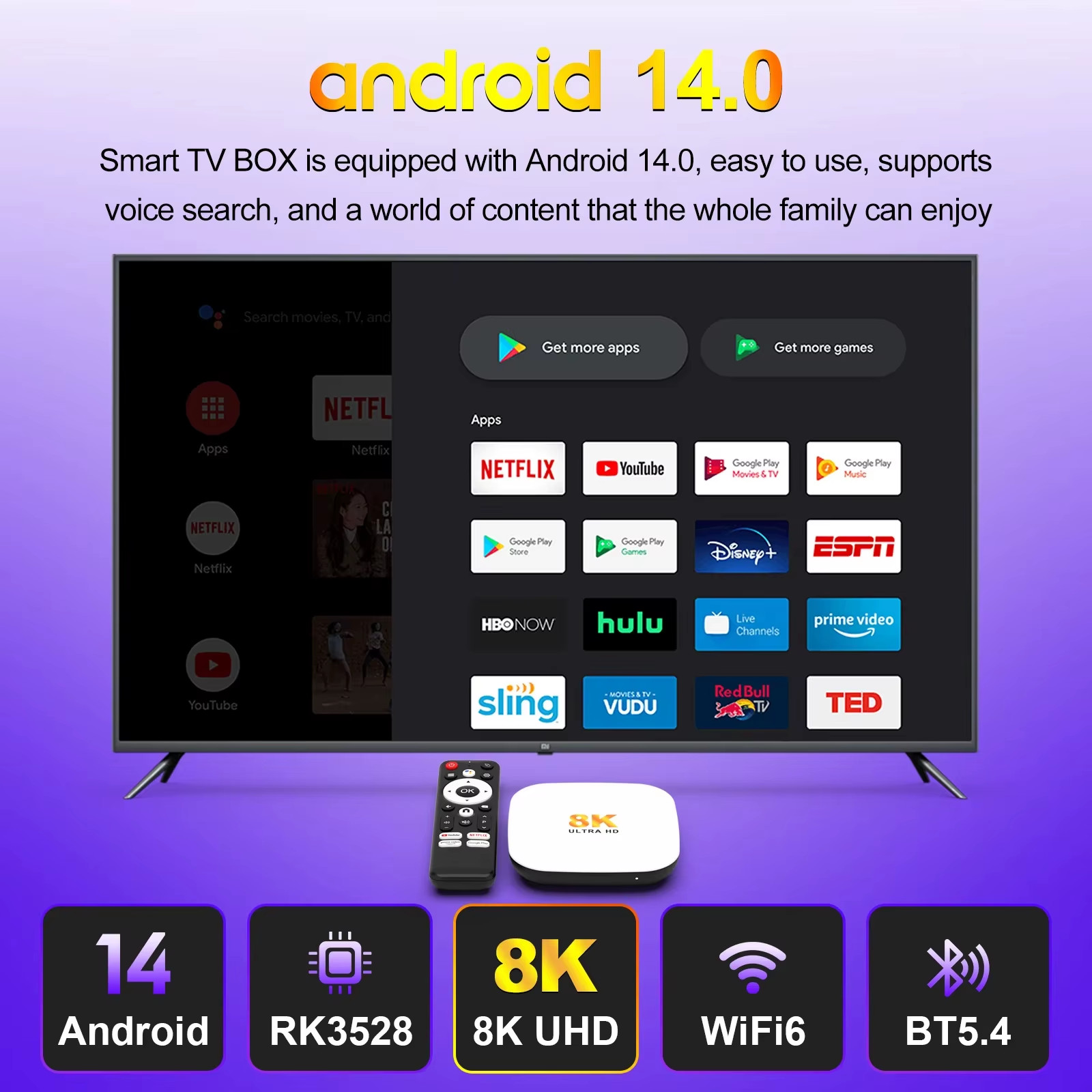 Smart TV Box H96 MAX M2 PLUS Rockchip RK3528 8K WiFi6 BT5.4 Google Voice Assista