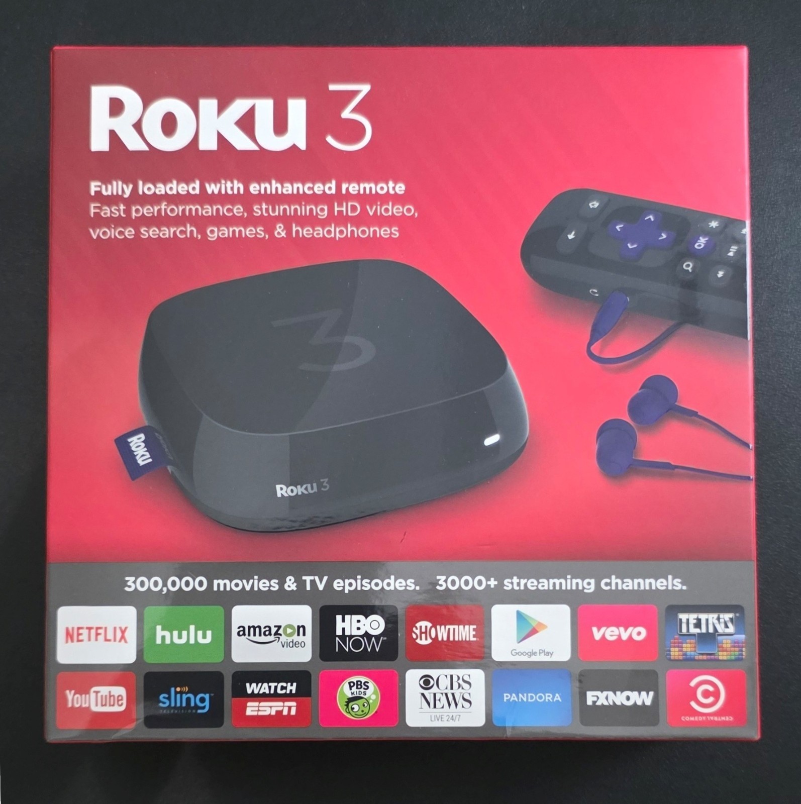 Roku 3 Model 4230 Streaming Media Player CIB Complete w/ Voice Remote Sealed Ear