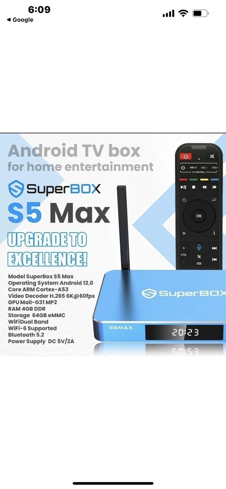 SuperBox S5 MAX Android 12.0 , Bluetooth Voice Command Smart TV Box 6k Ultra HD.