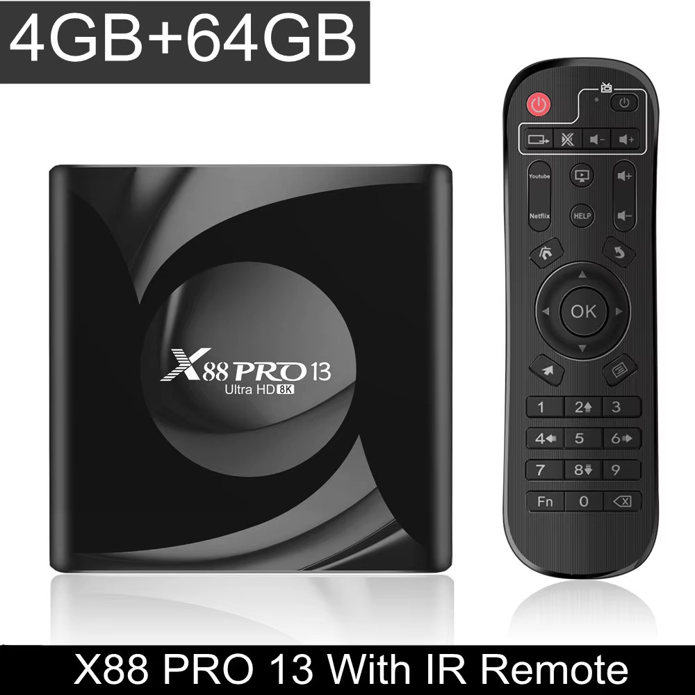 X88 PRO 13 TV Box Android 13 RK3528 4GB 64GB 8K HD Smart TVBox WIFI6 BT5 OTA Upg