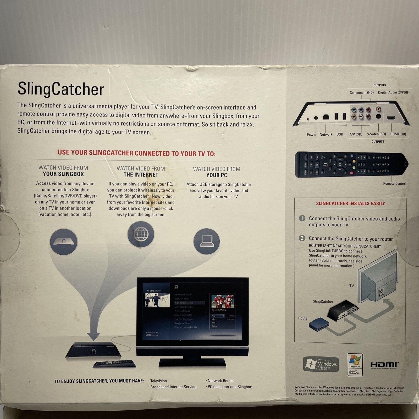 Sling Box Media Sling Catcher Digital HD Media Streamer (Open Box)