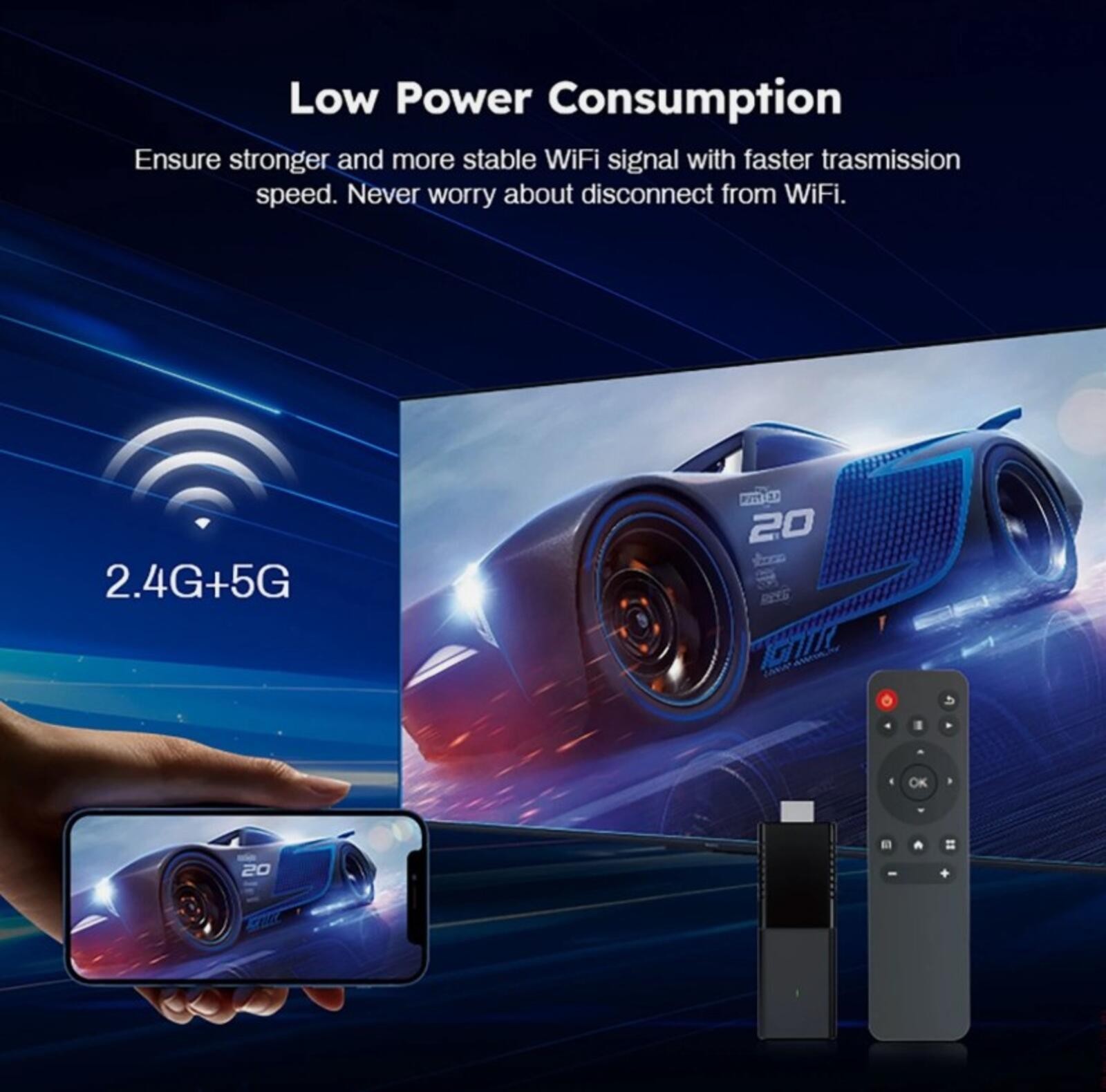 4K TV Stick Android 10 Smart Media Streamer WiFi HDMI Streaming Player Remote
