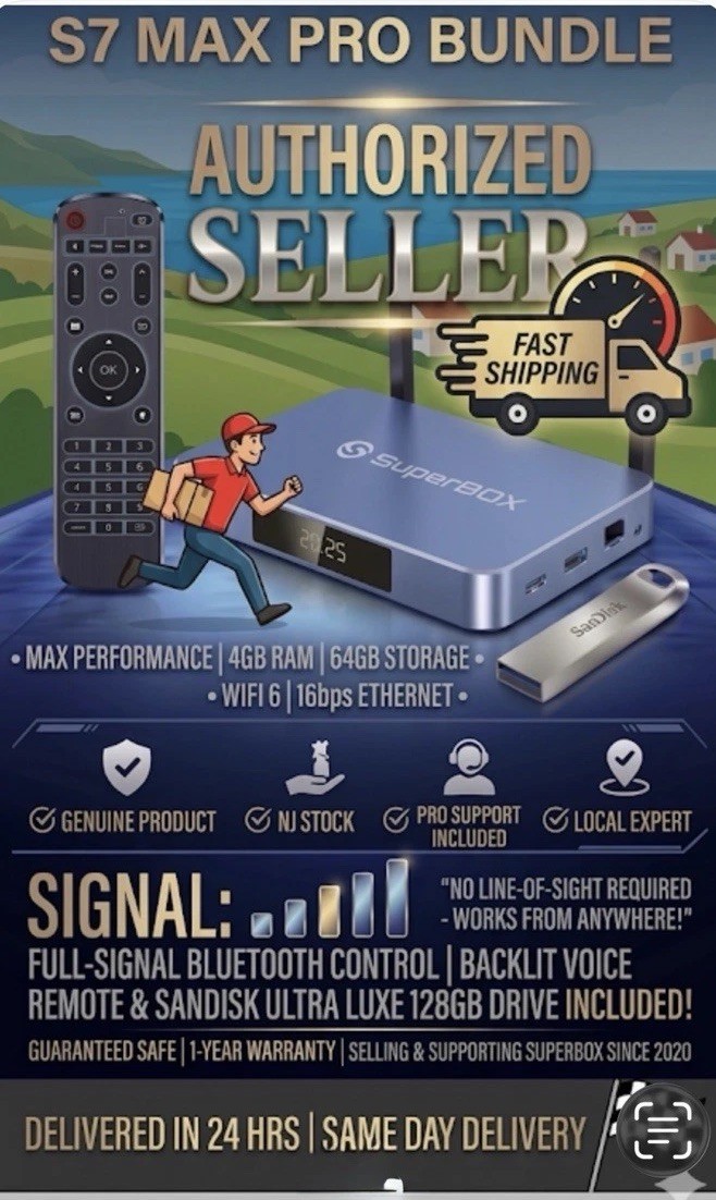 SuperBox S7 Max Pro 2026 Bundle + 128GB SanDisk Drive & Backlit Remote