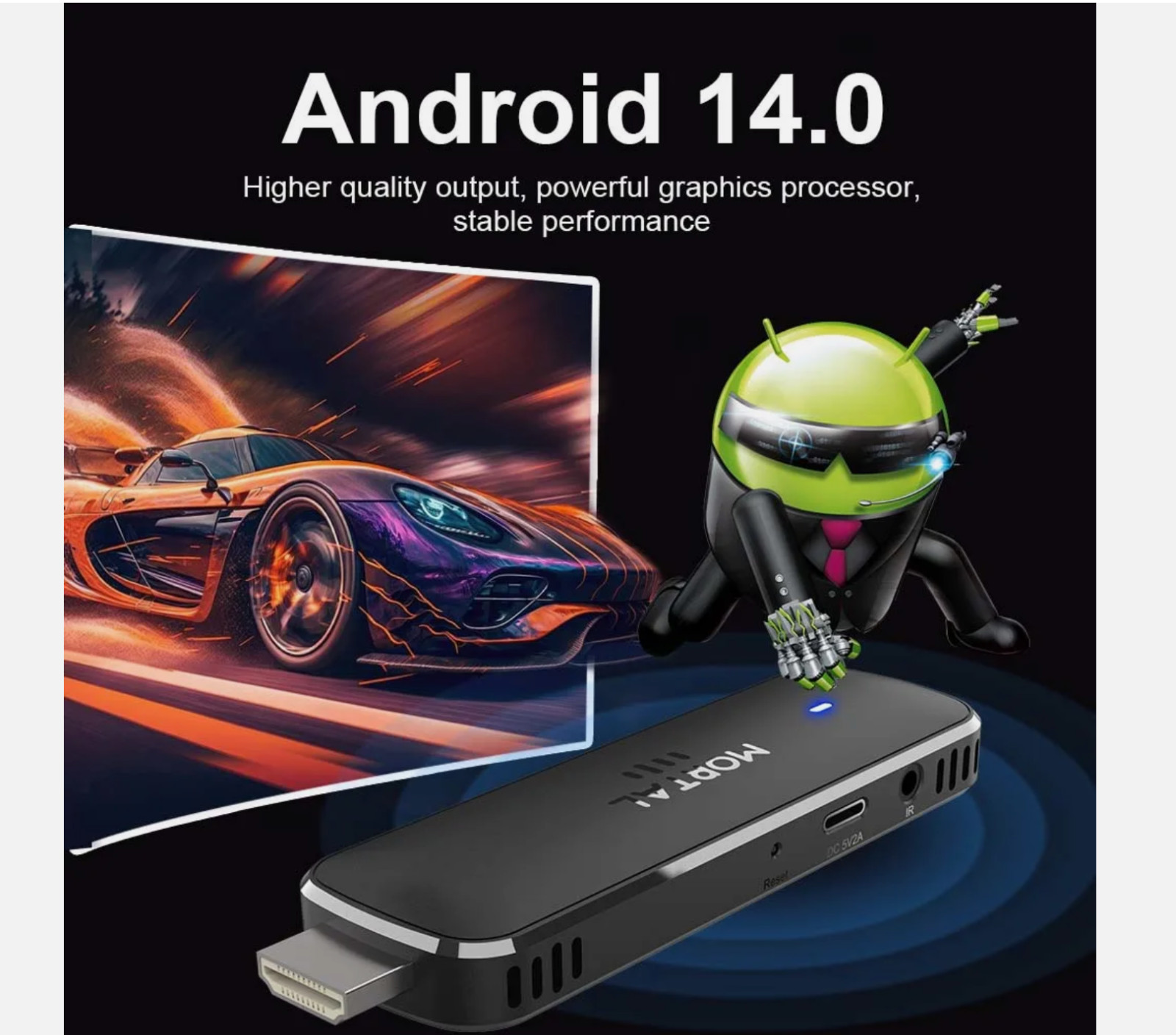 Mortal Q8 Android14 TV stick WIFI6 Voice Control TV stick 8K video Allwinner H31