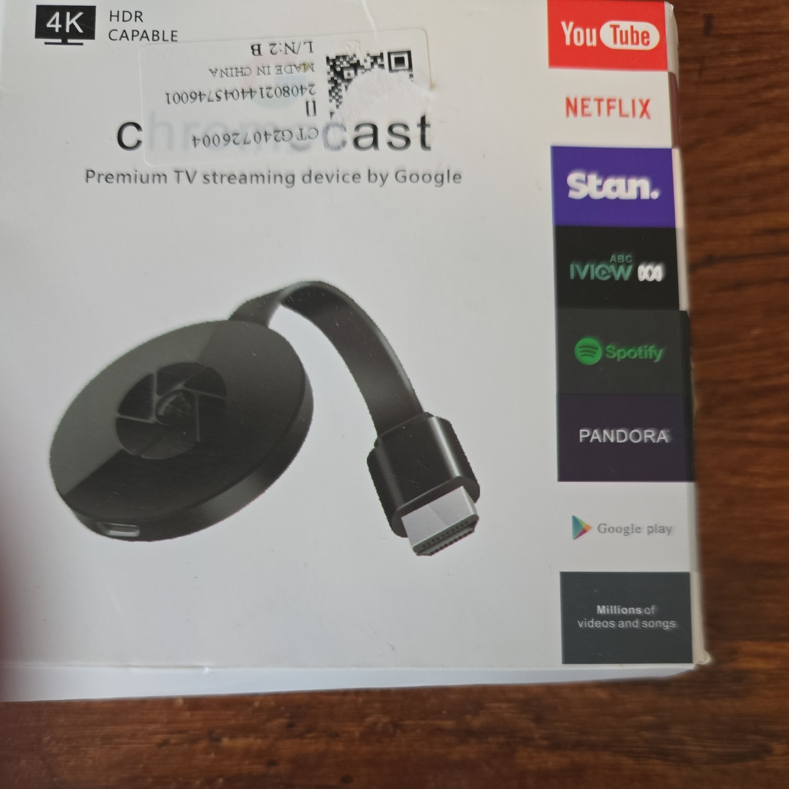 Google Chromecast Streaming Media Player Black HDMI Wi-Fi 1080p Portable