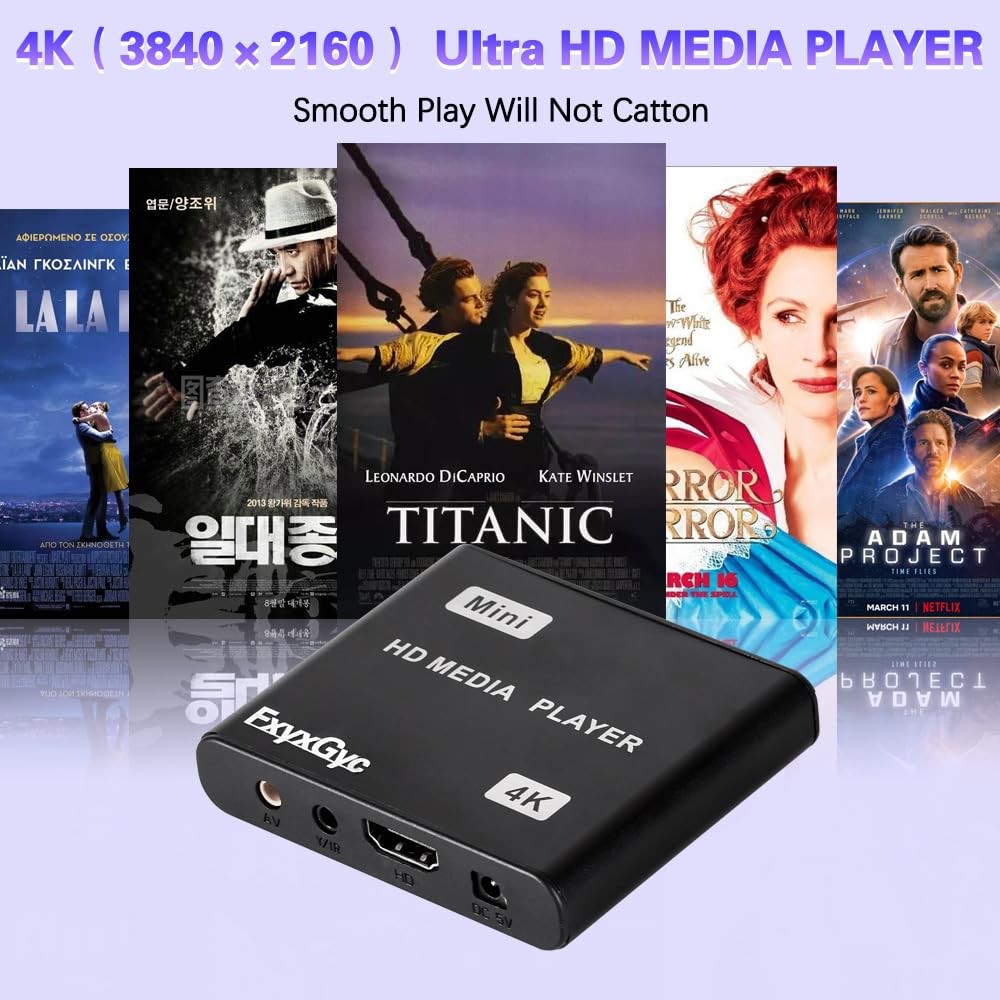 HDMI Media Player, 4K Ultra HD Digital Media Player, Supports USB Drive, SD C…