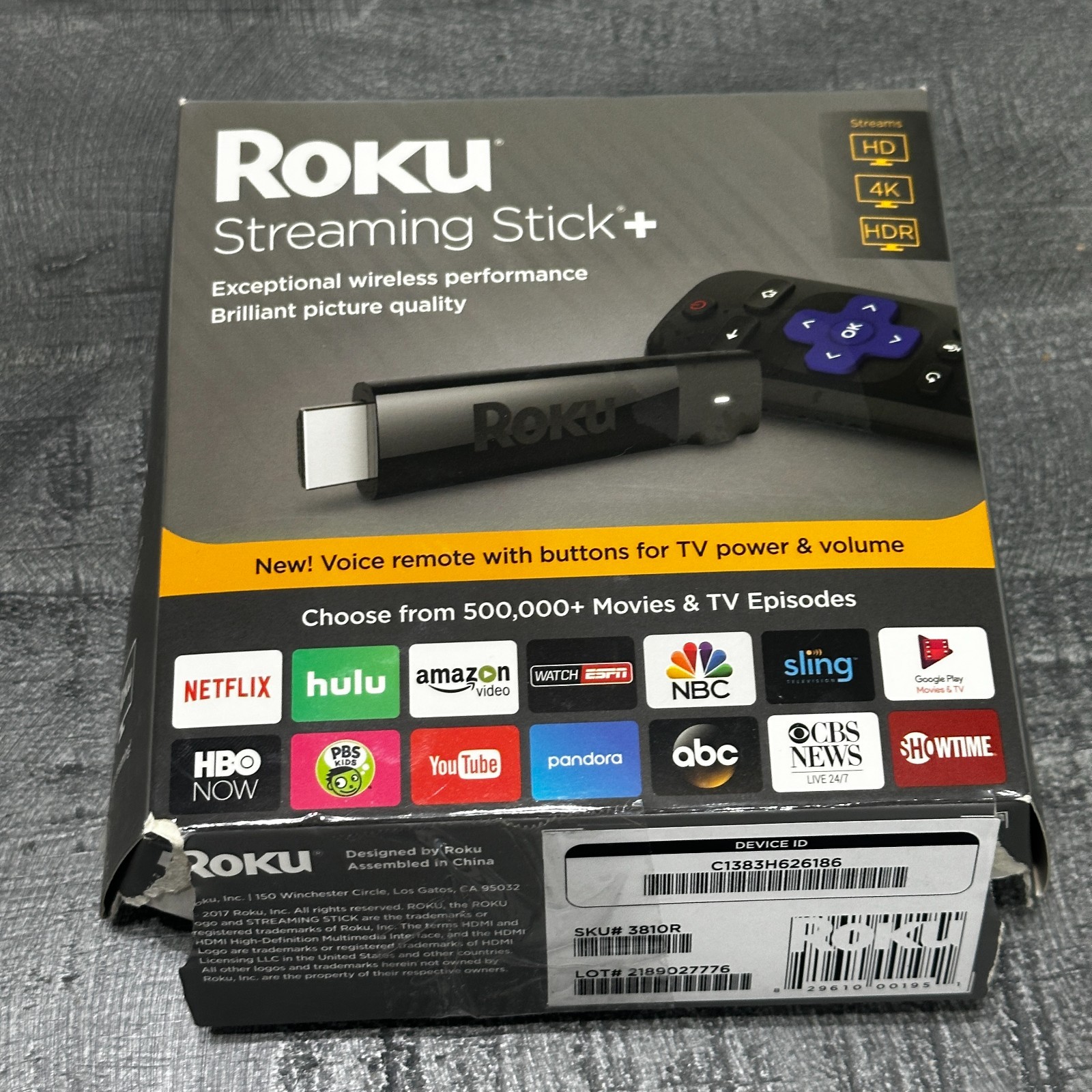 Roku Streaming Stick Plus 3810R – 4K Streaming Media Player with Voice Remote
