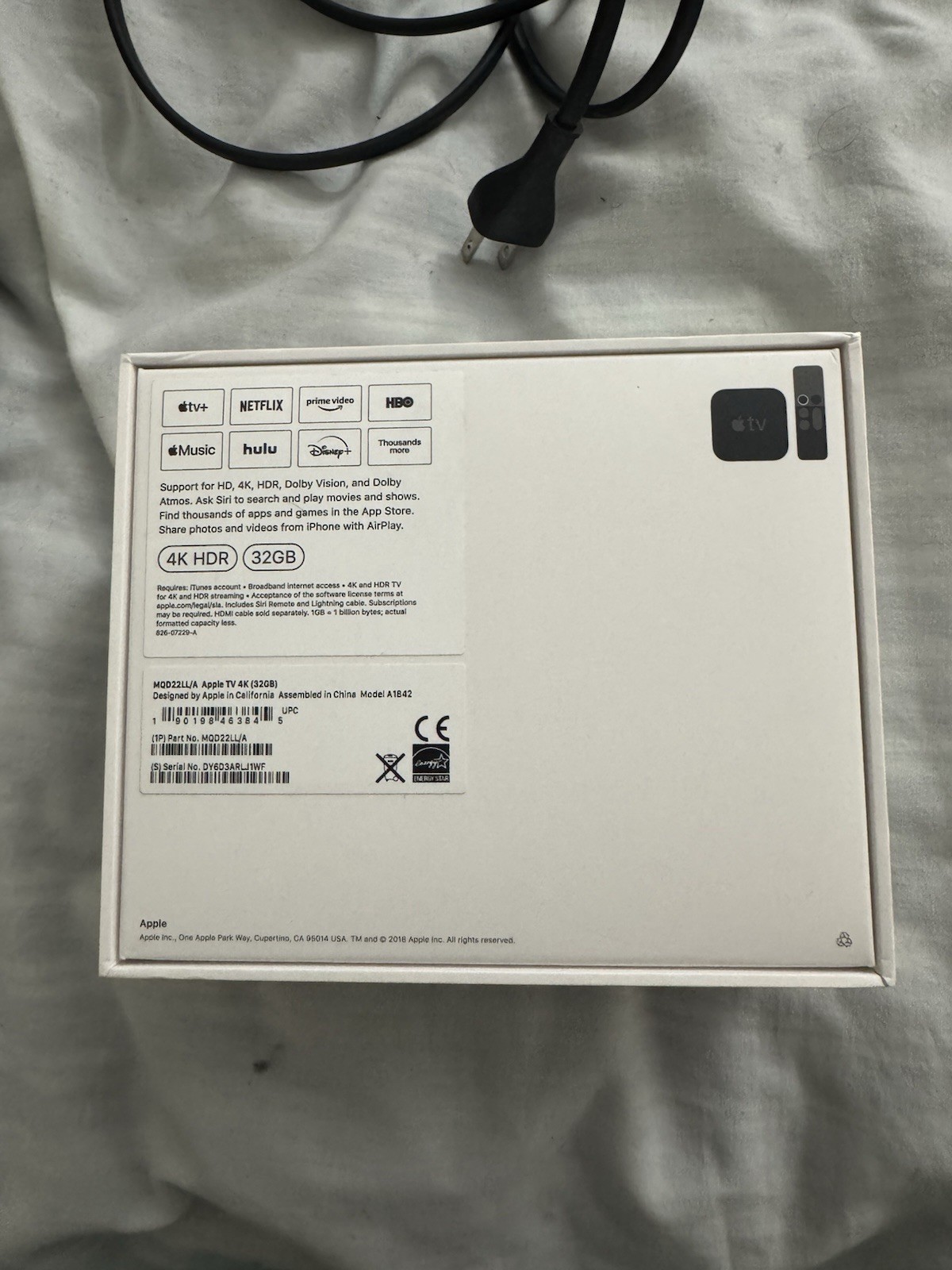 Apple TV 4K 32GB A1842 MQD22LL/A With Box Used (Remote Not Functioning)
