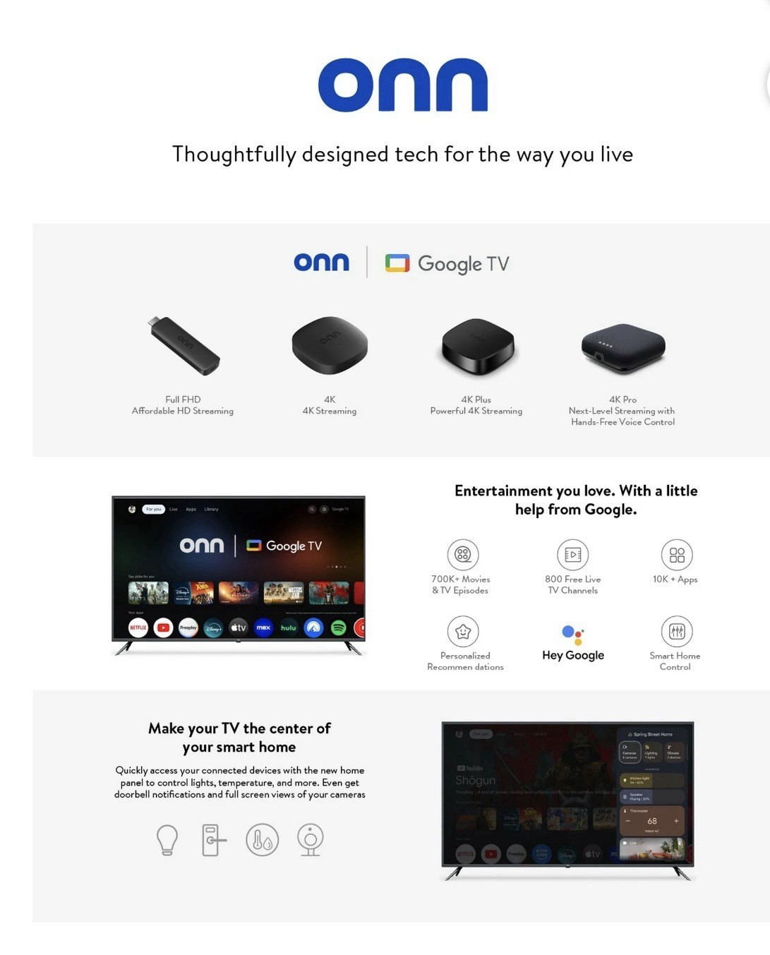 ONN 4K PLUS STREAMING BOX – GOOGLE TV – ULTRA FAST – 16GB Storage – 2 GB Ram