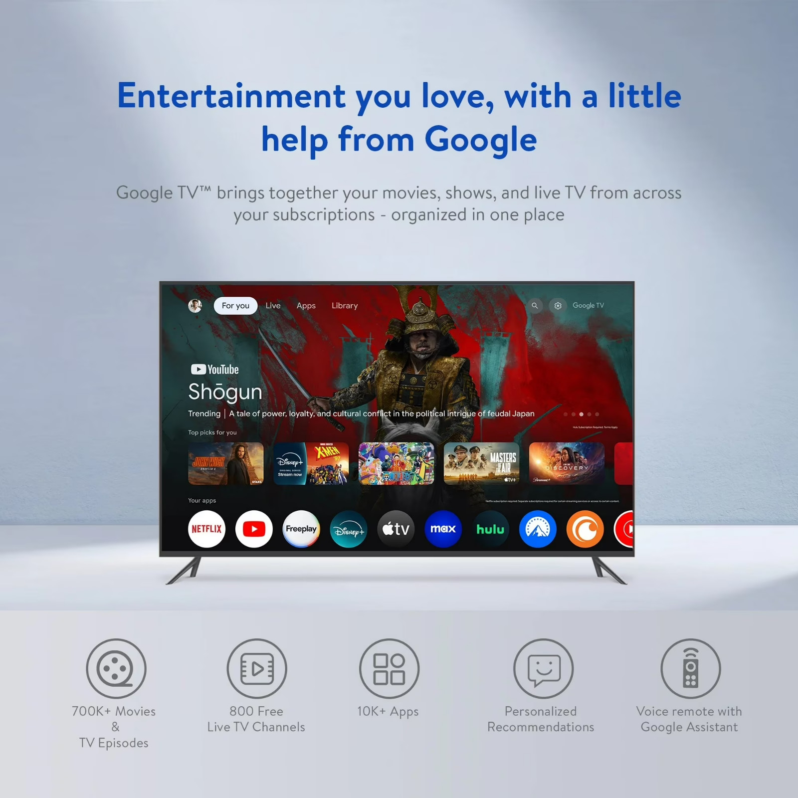 onn Full HD Streaming Device with Google TV Voice Remote 8GB Storage