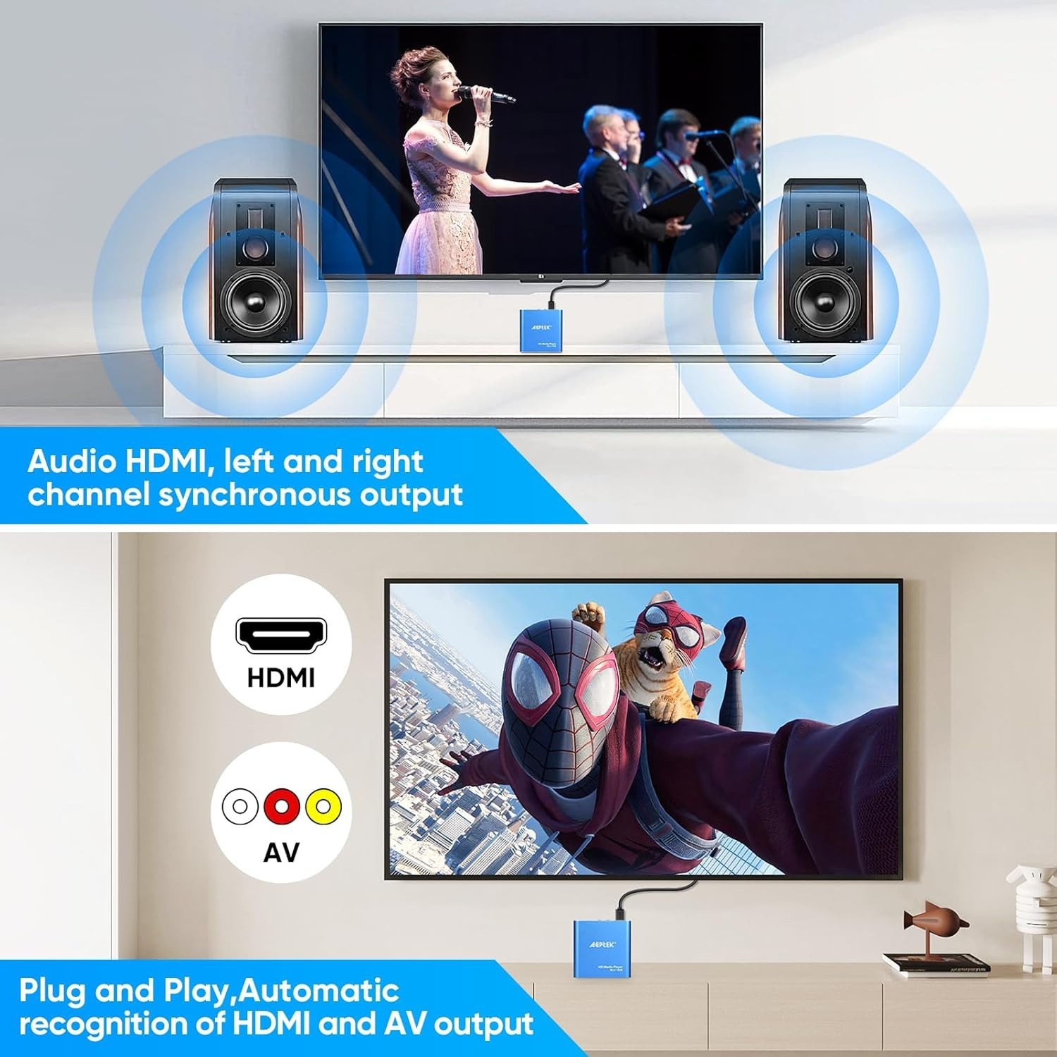 Blue Mini 1080p Ultra HDMI Media Player – Compact, Versatile, Travel Ready