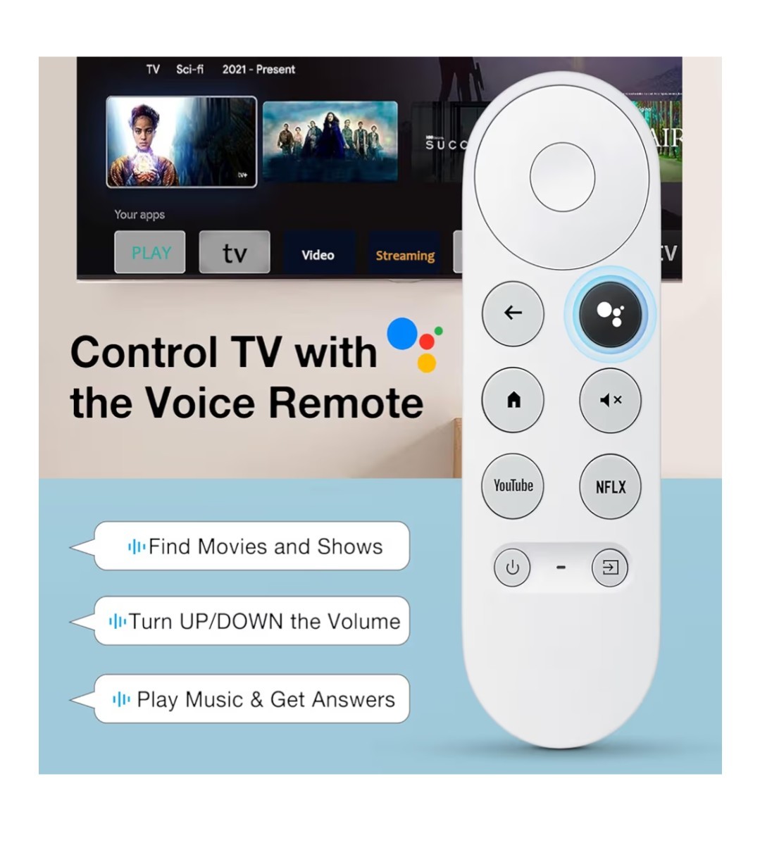 Chromecast Replacement Remote for Google TV 4K/HD – Only for Snow Chromecast