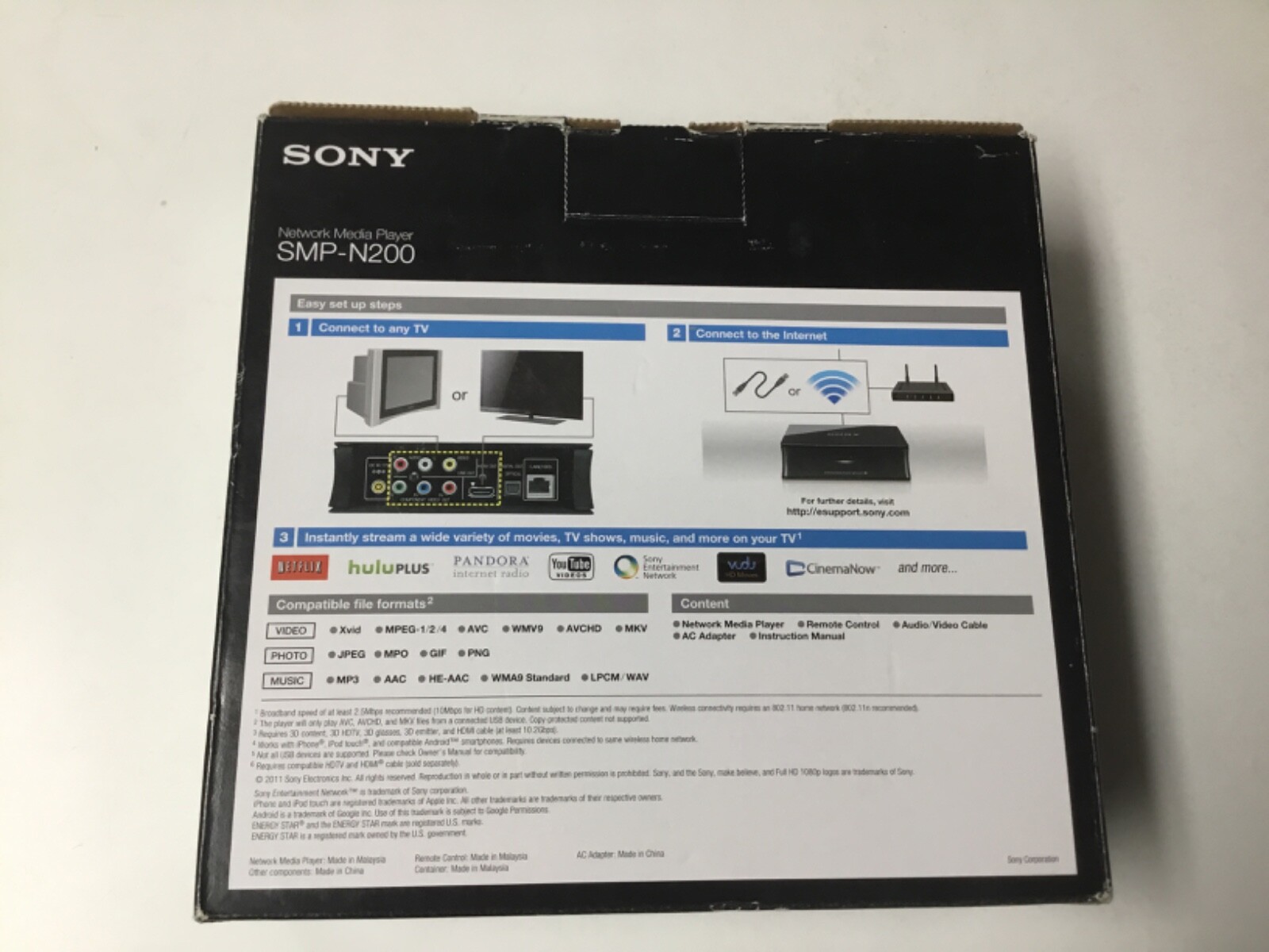 Sony SMP-N200 Network Media Player, Remote, Power Adapter, In Box Complete