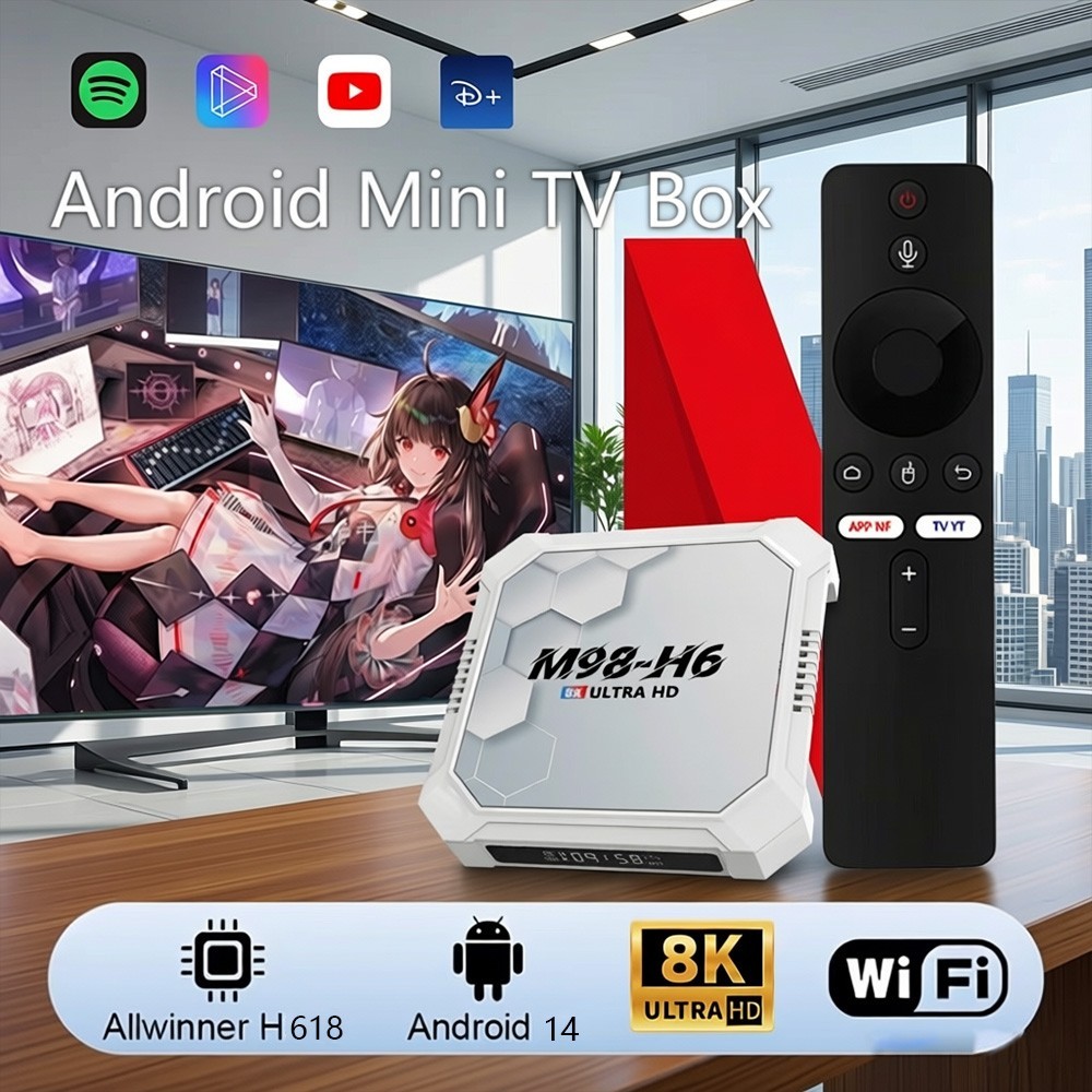 M98-H6 Android14 TV Box Allwinner H618 8K Ultra HD WiFi Streaming Media Player