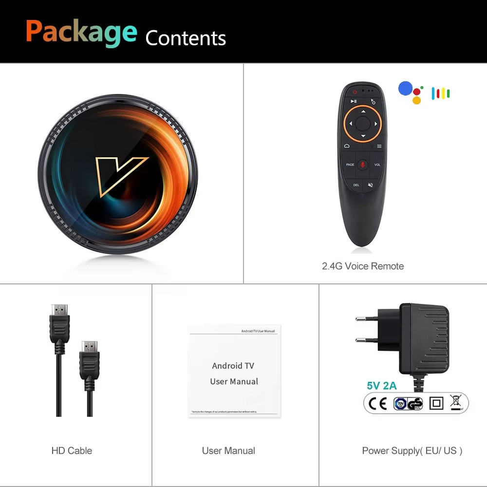 W2 Android TV Box S905W2 4GB 64GB 4K AV1 Dual WiFi Voice Remote Media Player