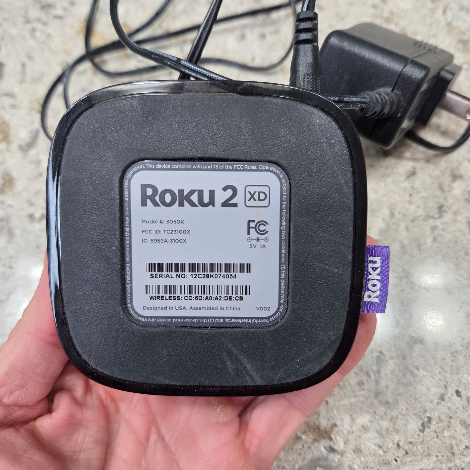 Roku 2 XD Model 3050X Streaming Media Player With Power Adapter Tested