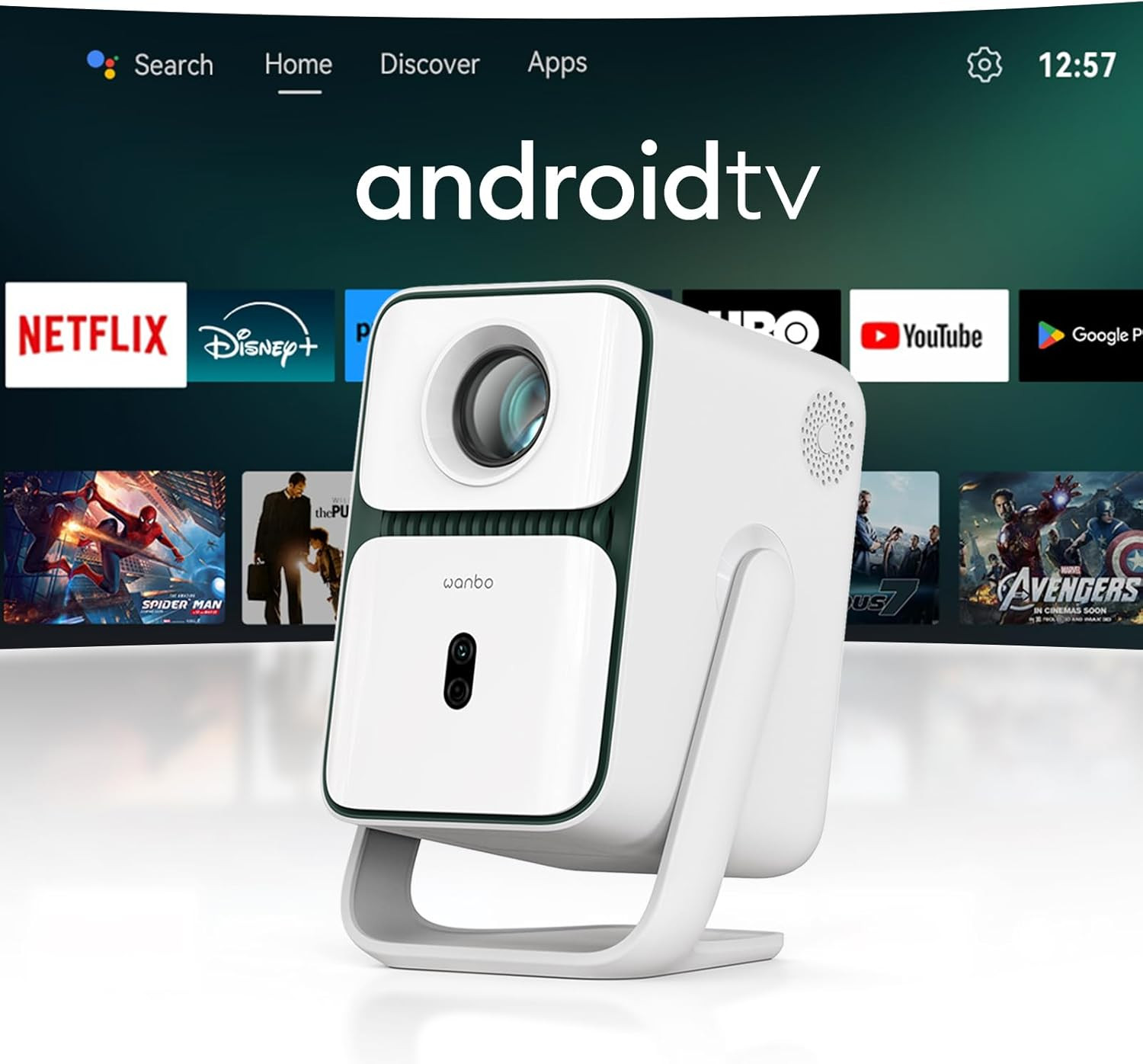 [Android TV 11.0 & 1080P Native] T2 Ultra Projector with Wifi and Bluetooth, 12