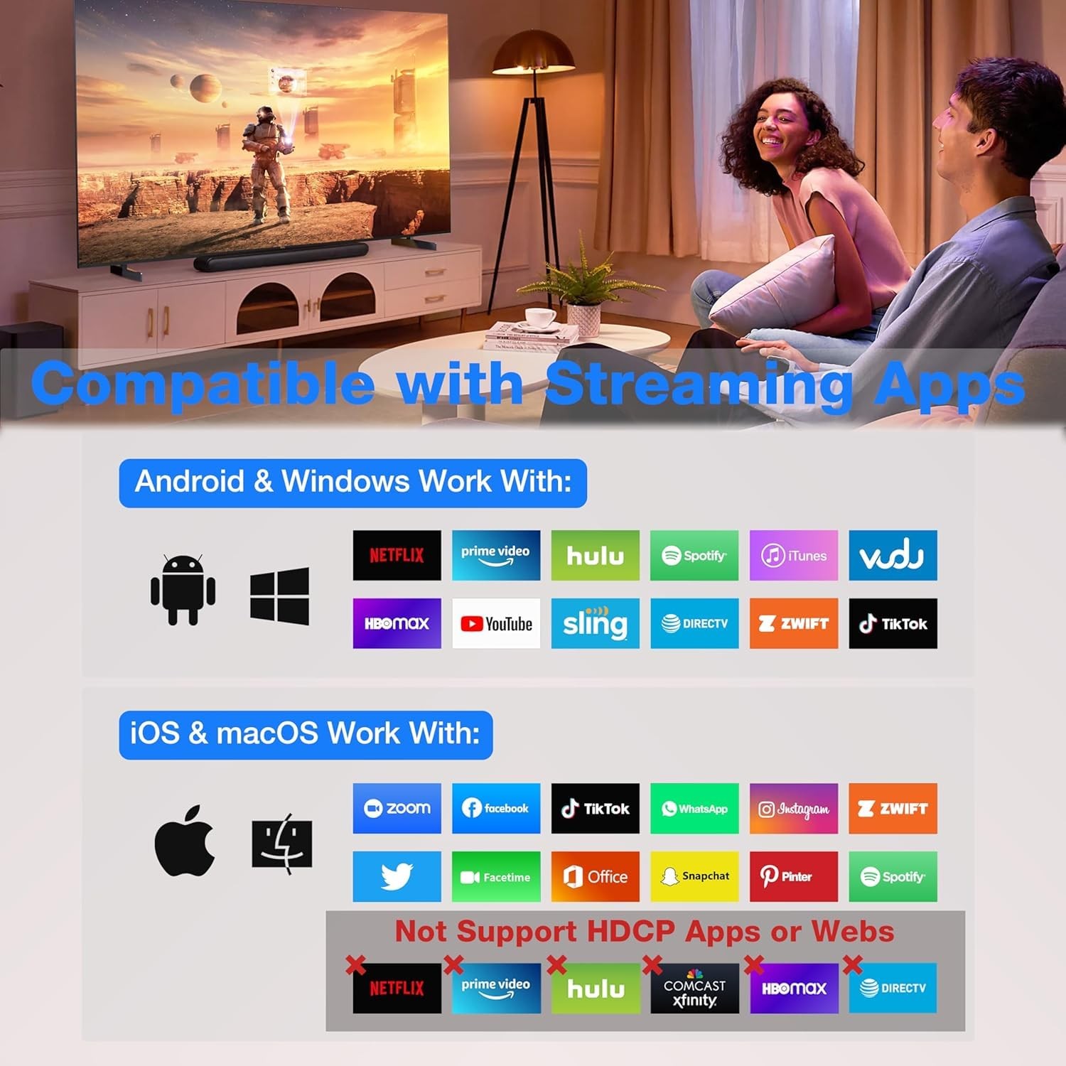 4K Wireless Display Adapter, Plug & Play, HDMI Dongle 5G for TV/Monitor/Proje…