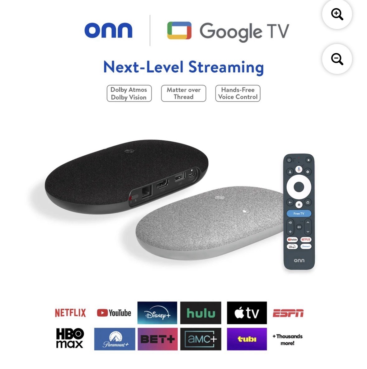 2 Available. Onn 4K Pro Streaming Device, Google TV with Gemini, 4K UHD, 32GB