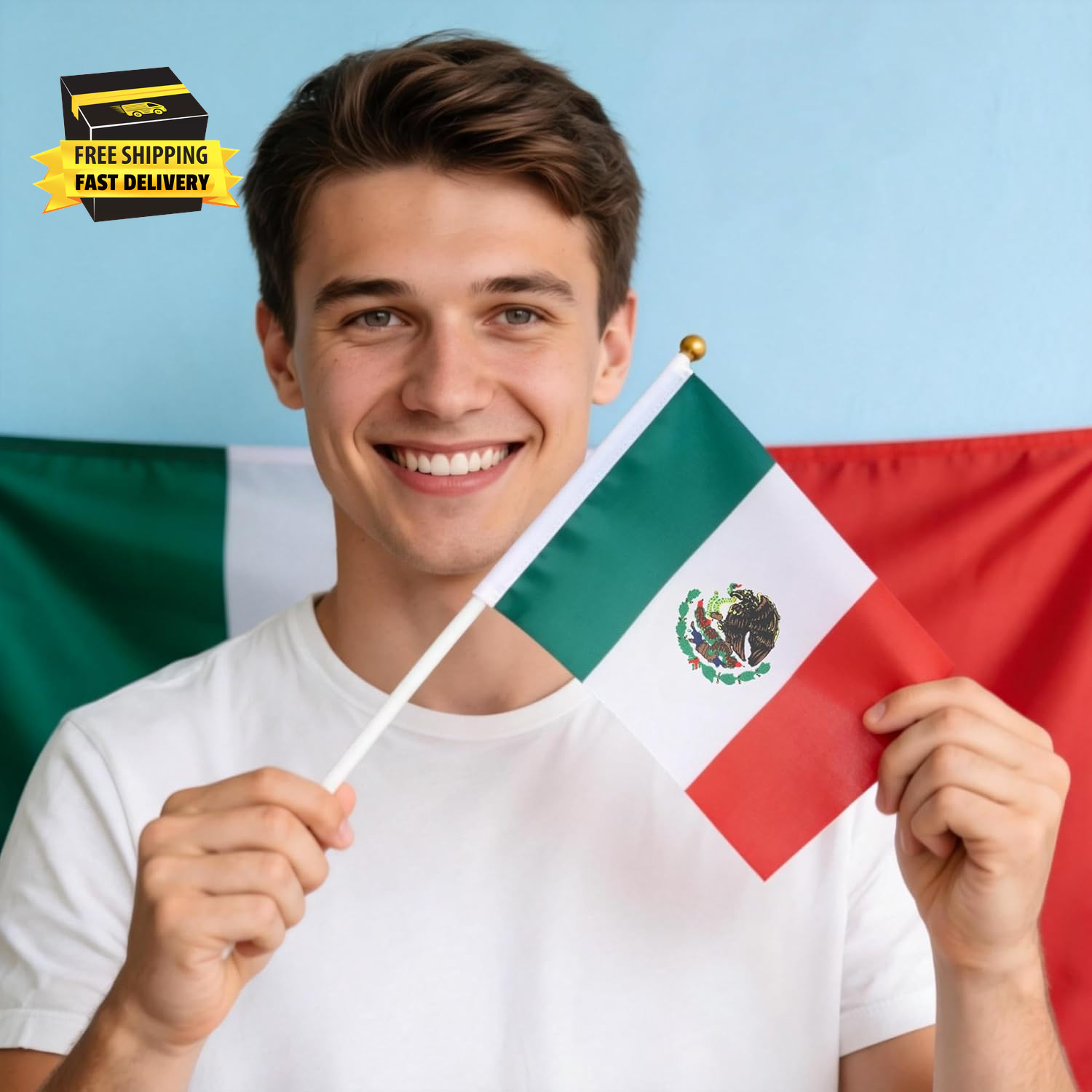 6PCS Hand-Held Small Mexico Flags for World Cup 2026【HD Printing】【Lightweight】【P