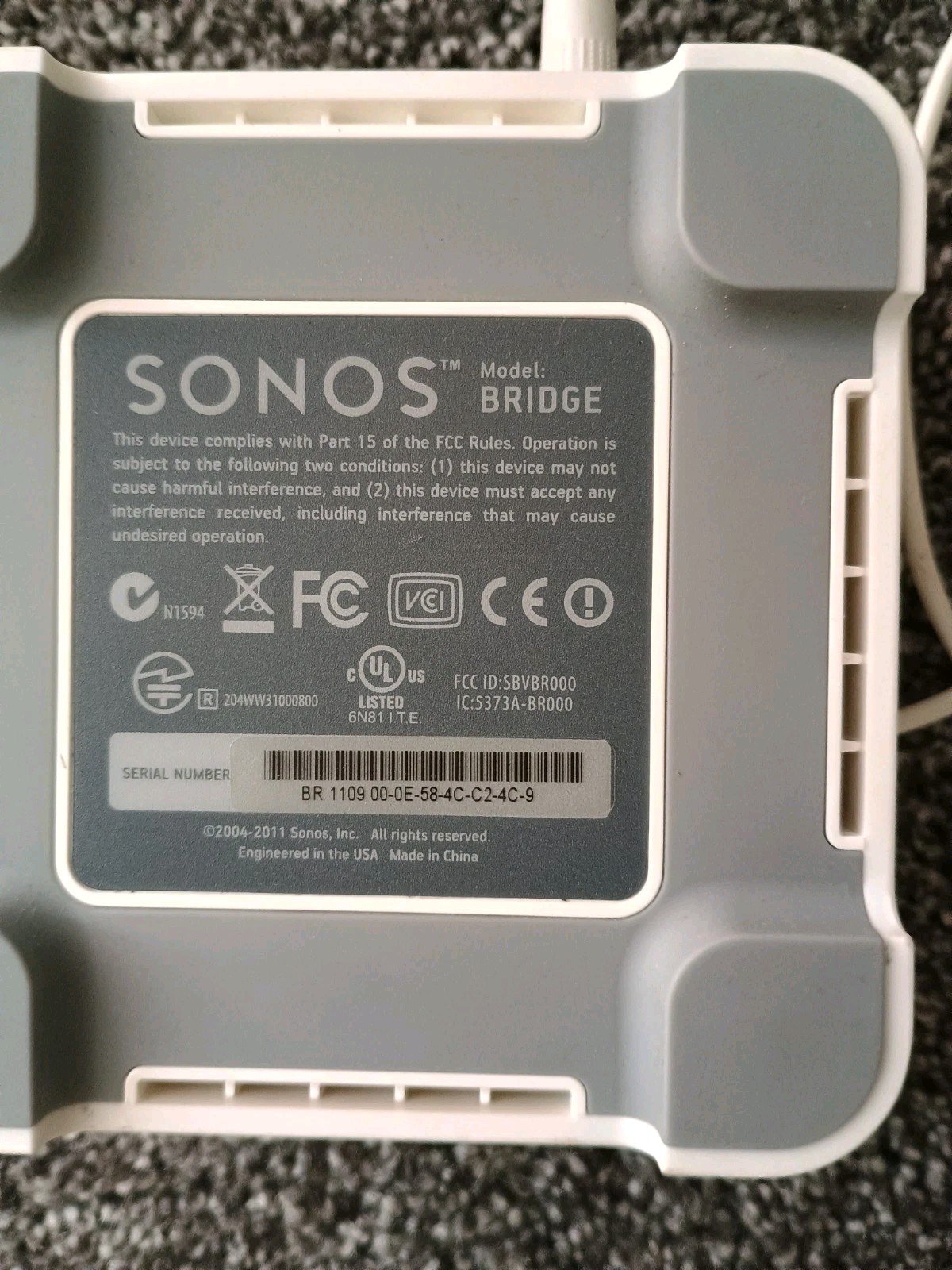 Sonos Bridge Wireless HiFi Music System Streamer White