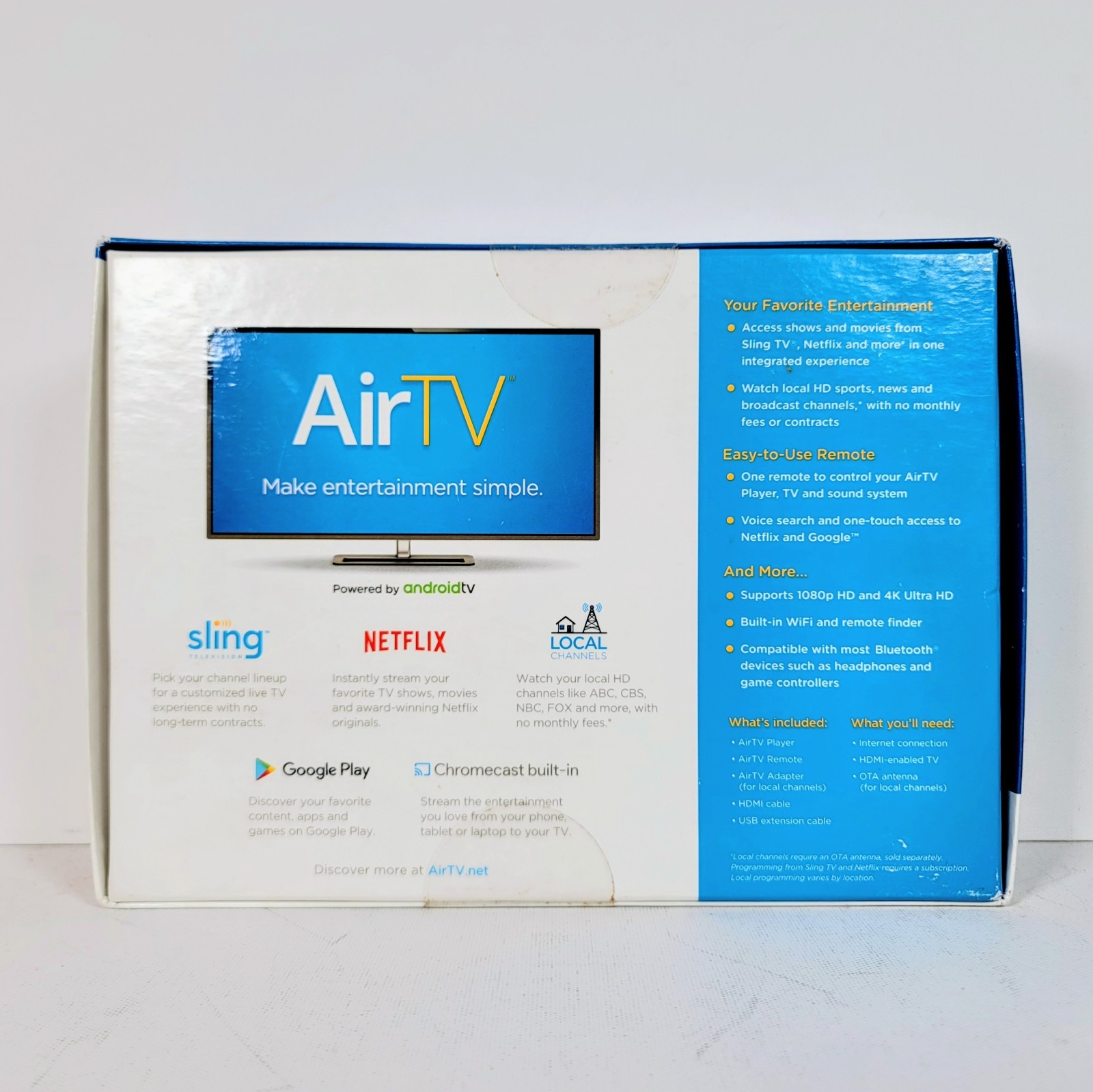 AirTV 4K Streaming All In One Media Player w/ Remote, HDMI Cable, Adapter SEALED