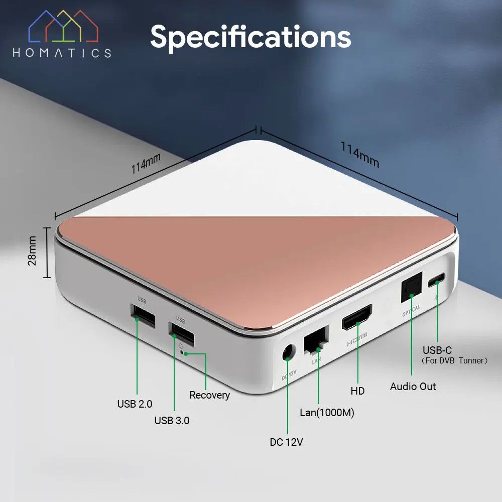 HOMATICS Box R 4K Plus TV Box AndroidTV 14 Netflix Certified Google Amlogic S9