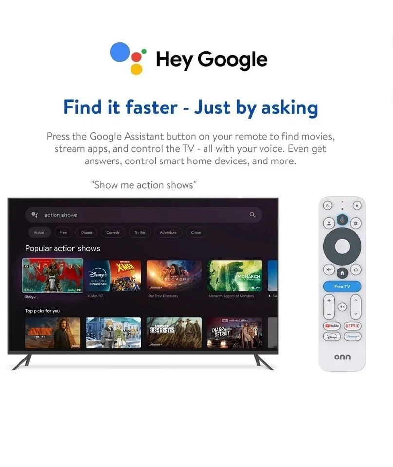 Brand New Onn 4K Streaming Device, Google TV – Ultra HD, 8GB Storage, 2GB