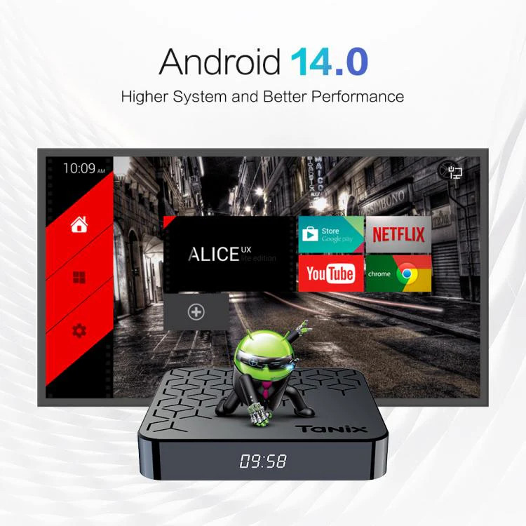 Tanix TX7 8K UHD Android 14 Smart TV Box with Remote Control, Allwinner H728 Oc