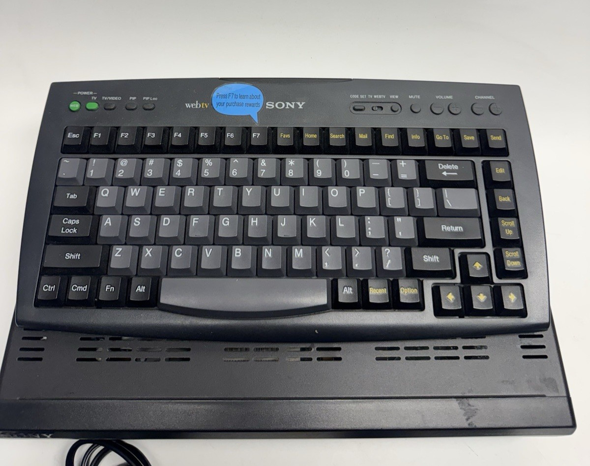 Vintage 1998 Sony WEBTV PLUS INT-W200 Internet Terminal, Keyboard, Cable