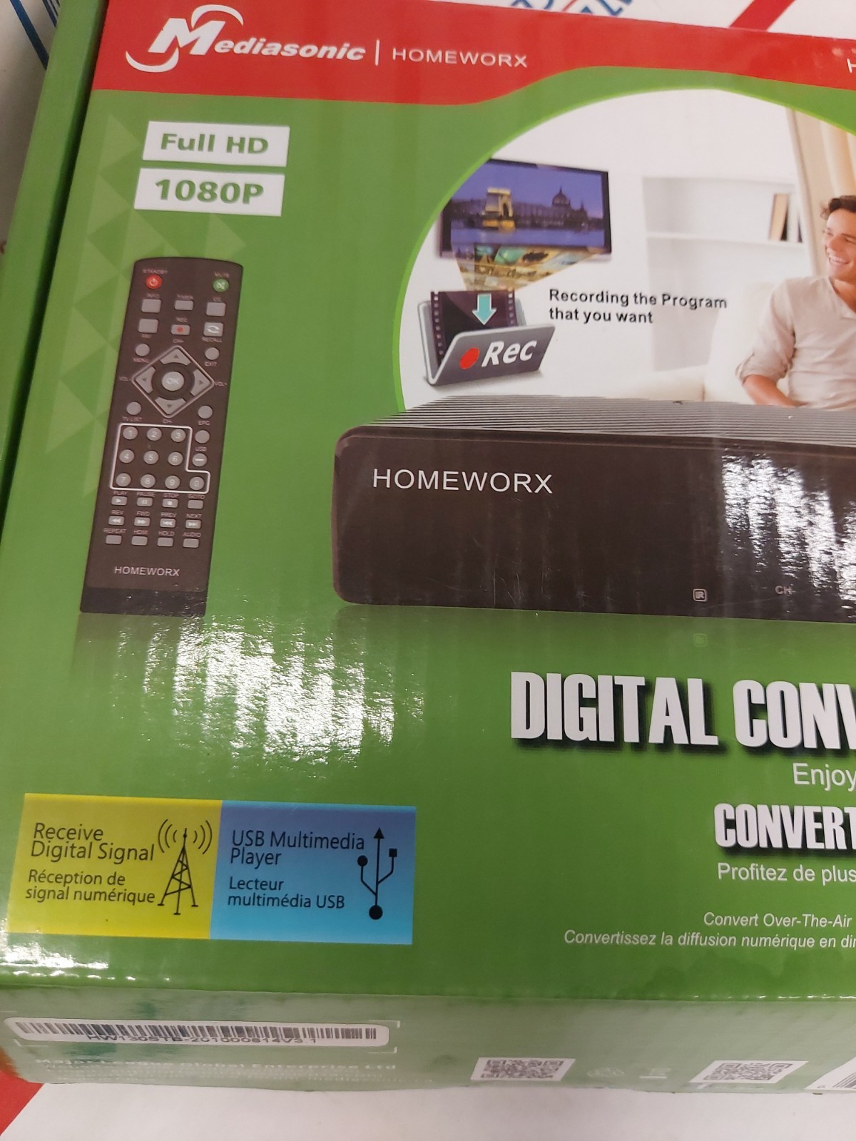 Mediasonic HomeWorx HW130STB Digital Converter Box 1080p With Remote