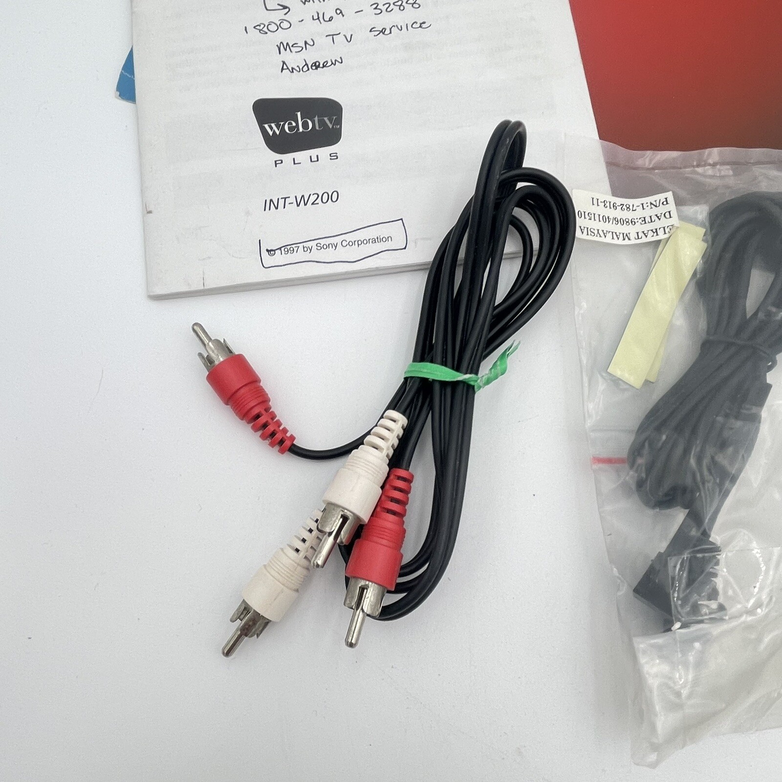 Sony Web TV INT-W200 Webtv: REPLACEMENT PARTS Manual & Cords & Reference Guide