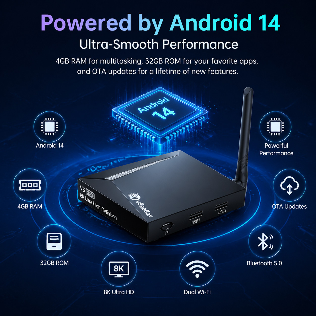 vSeeBox V6 Pro Smart TV Box Voice Remote Authorized Distributor Free Shipping