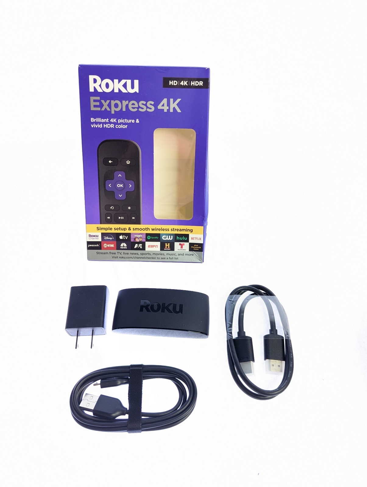 Roku Express 4K Streaming Player 4K HD HDR with Smooth Wi-Fi HDMI – NO REMOTE