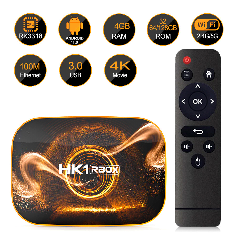 HK1 Android 11 Android 12 Quad-Core TV BOX 6K 2.4G 5G Wifi Smart Media Player US